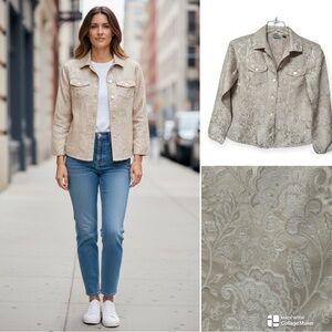 Chicos silk blend jacquard jacket